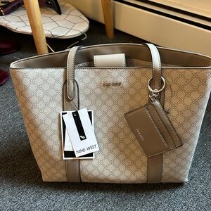 Nine West Taupe and Beige Tote Bag